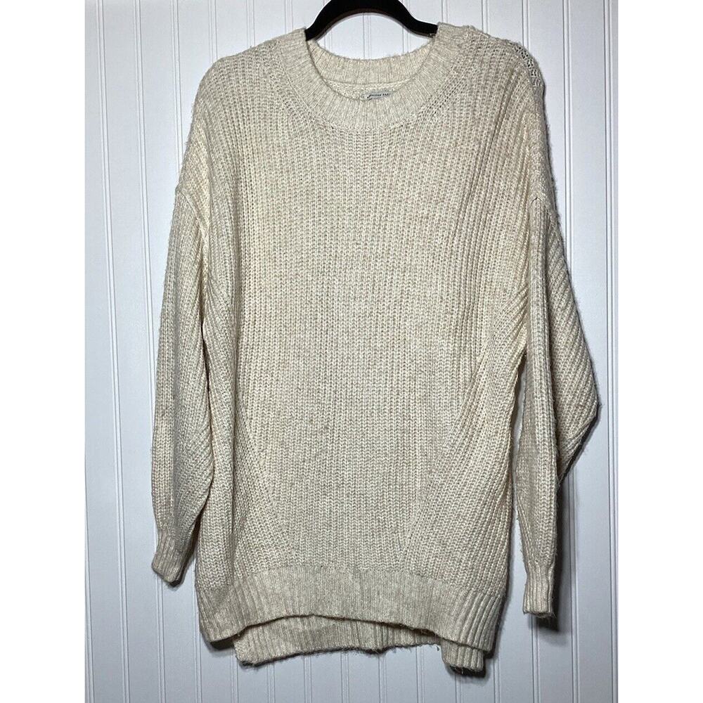 American Eagle Loose Fit Crew Neck Sweater Light Cream Size Small